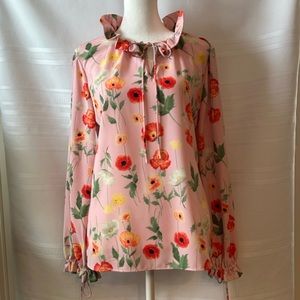 Gibson Latimer blouse, ruffle neck, long sleeve blouse, work/casual. Sz M